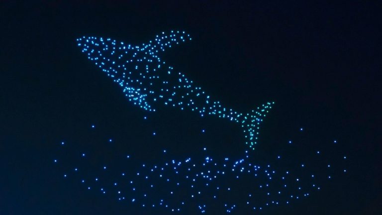 横浜開港祭ドローンショー-鯨